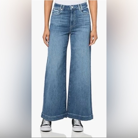 PAIGE Harper High Rise Wide Leg Jeans. Doble Front Beltloops. Timbre. Sz: 34 NWT - Picture 1 of 7